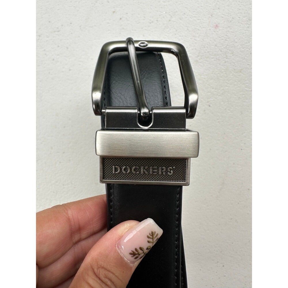 Dockers Men's Black Brown Reversable Vegan Leather Belt 34-36